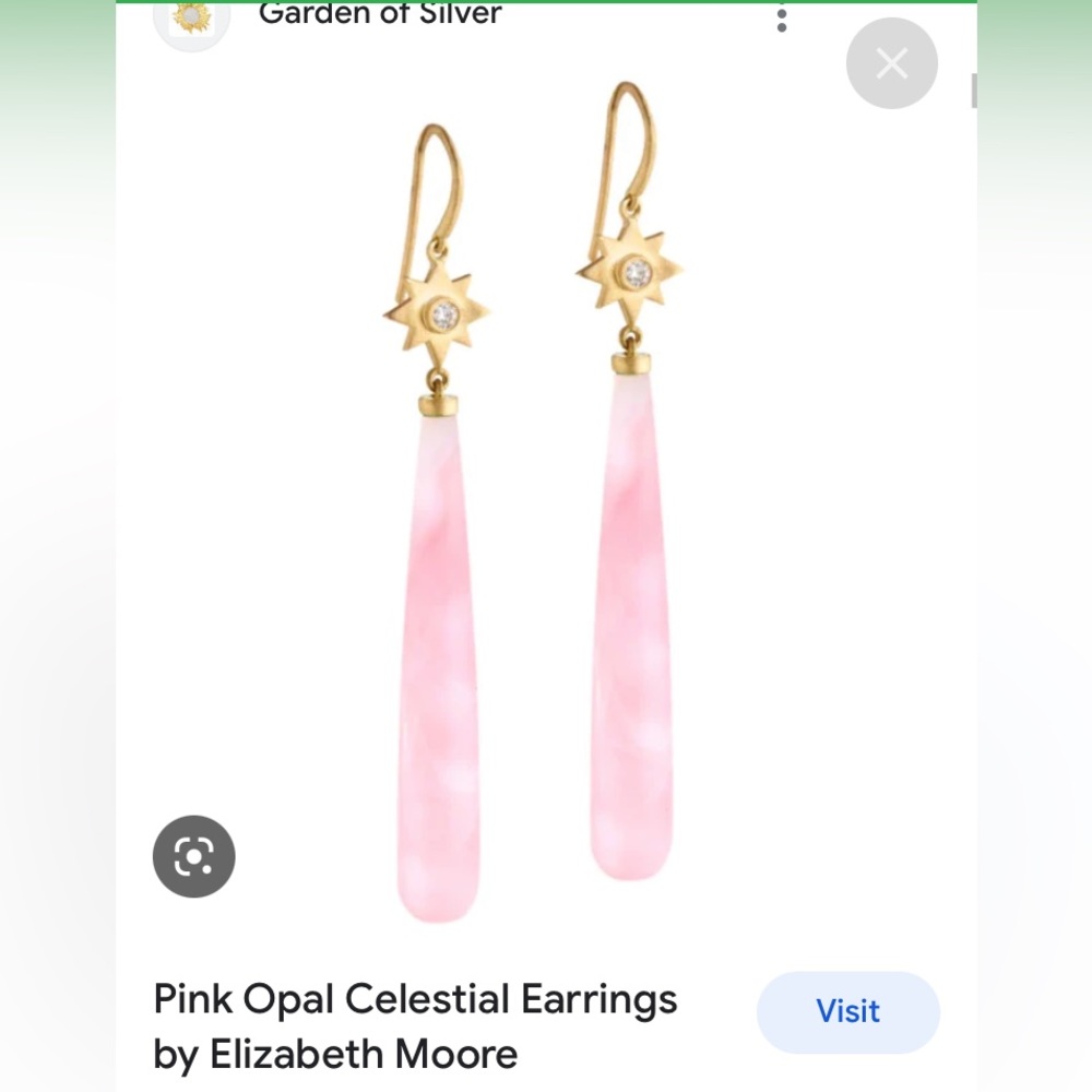 Elizabeth Moore Pink Opal and Diamond Gold earrings